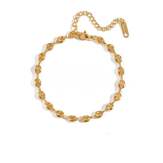 Gold Oval Link Chain Bracelet - Jewelry - 18k Gold Plated Waterproof Jewellery - Collection 9