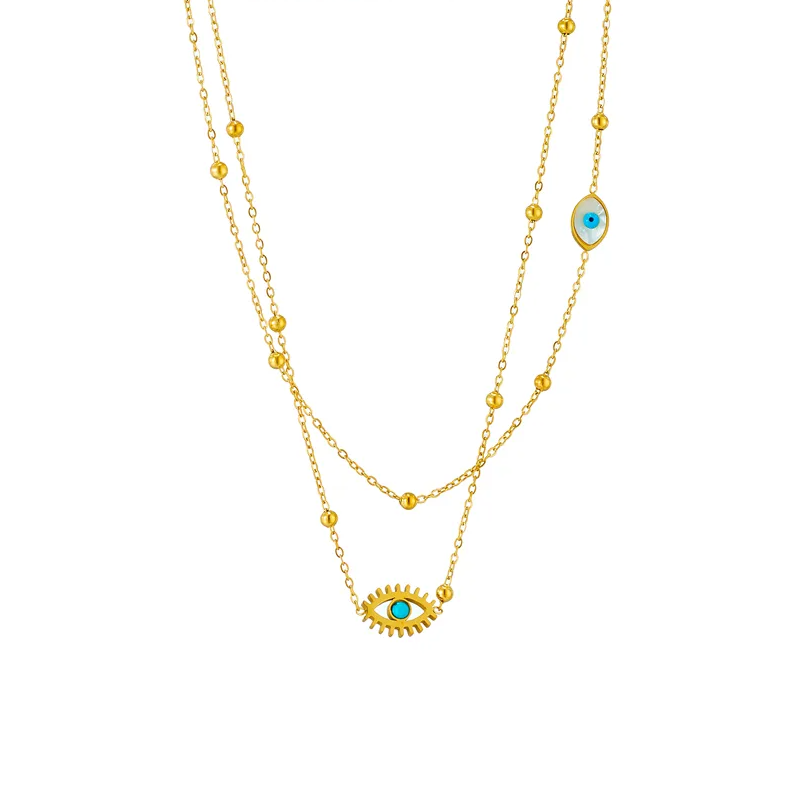 Gold Evil Eye Layered Necklace - Necklace - 18k Gold Plated Waterproof Jewellery - Collection 9