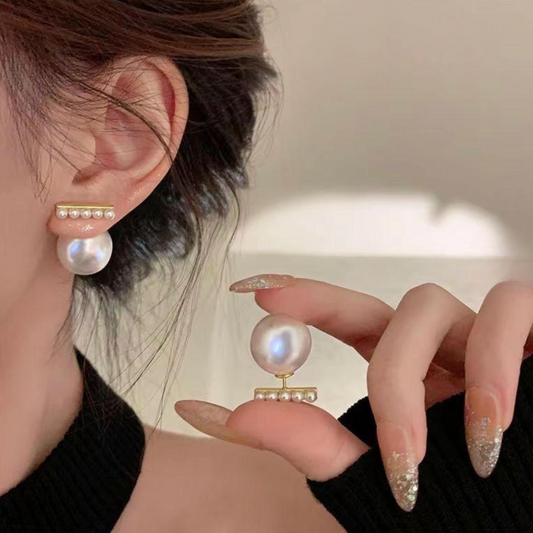 Gold Pearl Bar Earrings - Earrings - 18k Gold Plated Waterproof Jewellery - Collection 9