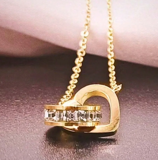 Gold Interlocking Circle Crystal Jewelry Set - - 18k Gold Plated Waterproof Jewellery - Collection 9