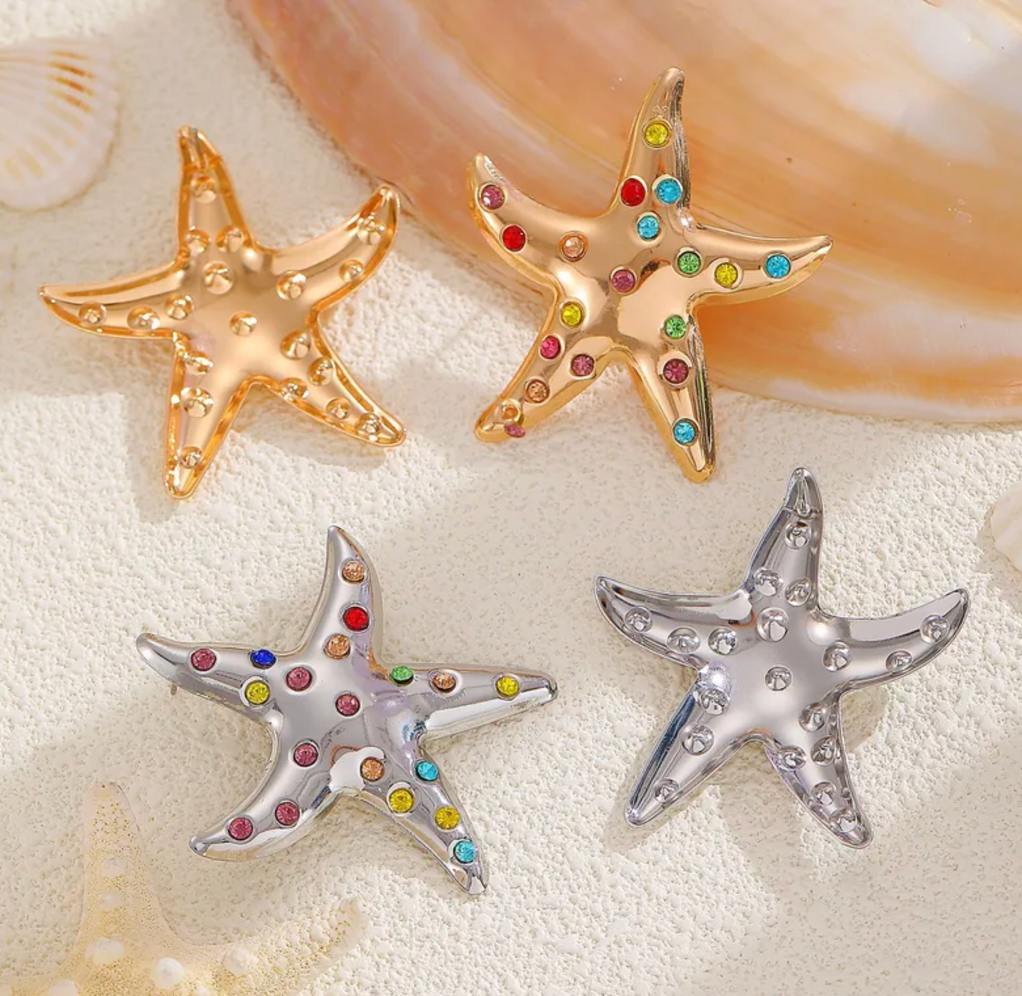 Crystal Starfish Stud Earrings