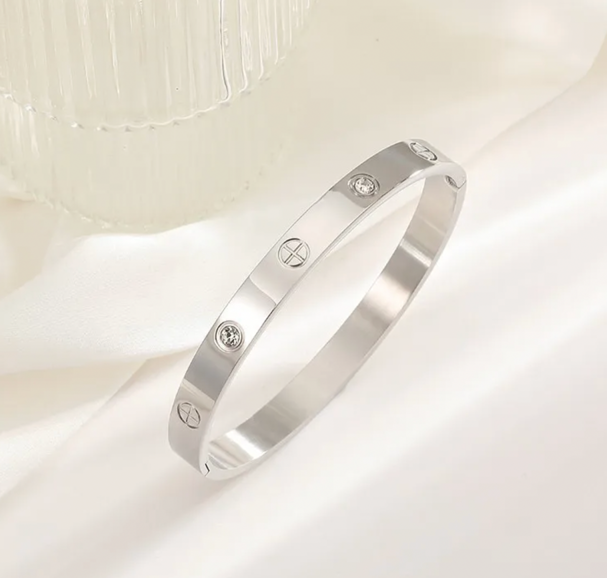 Gold Screw Detail Hinged Bangle Bracelet - Jewelry - 18k Gold Plated Waterproof Jewellery - Collection 9