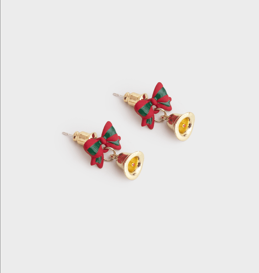 Bow & Bell Drop Earrings - Earrings - 18k Gold Plated Waterproof Jewellery - Collection 9