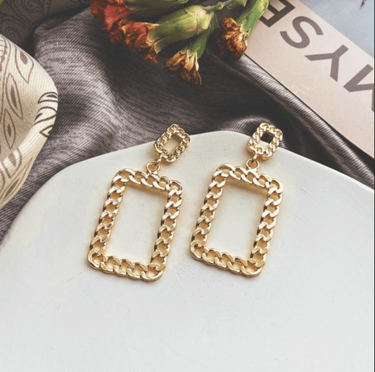 Chunky Chain Rectangle Earrings - Jewelry - 18k Gold Plated Waterproof Jewellery - Collection 9