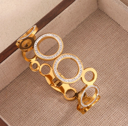 Circle Ring Crystal Bangle - Bangle - 18k Gold Plated Waterproof Jewellery - Collection 9