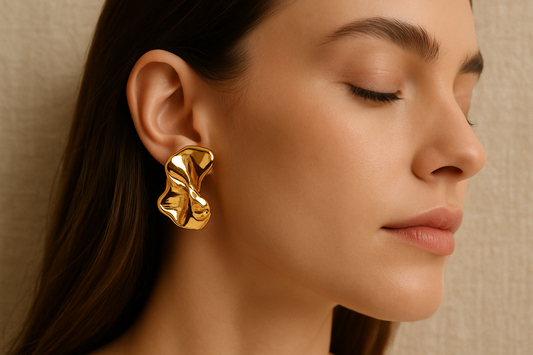 Twisted Gold Studs - Jewelry - 18k Gold Plated Waterproof Jewellery - Collection 9