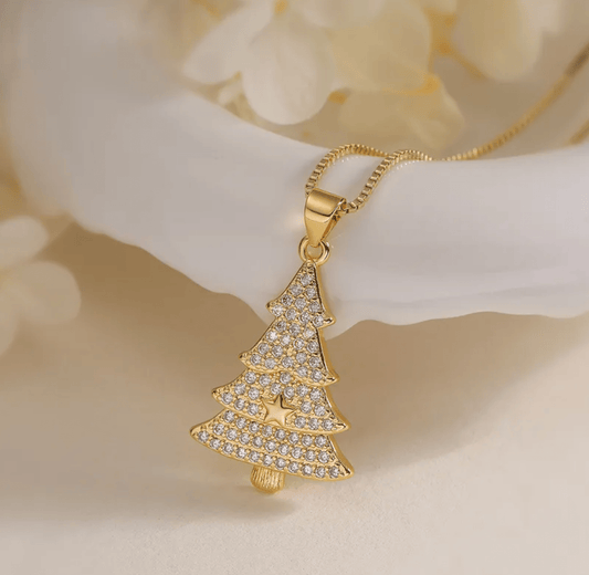 Crystal Christmas Tree Pendant Necklace - Necklaces - 18k Gold Plated Waterproof Jewellery - Collection 9