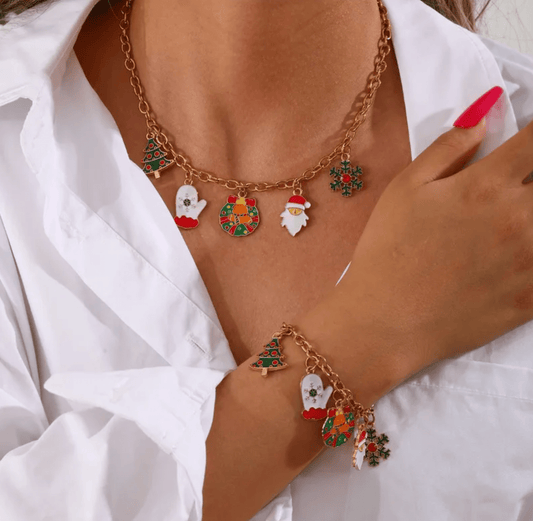 Enamel Christmas Charm Chain Necklace - Necklaces - 18k Gold Plated Waterproof Jewellery - Collection 9