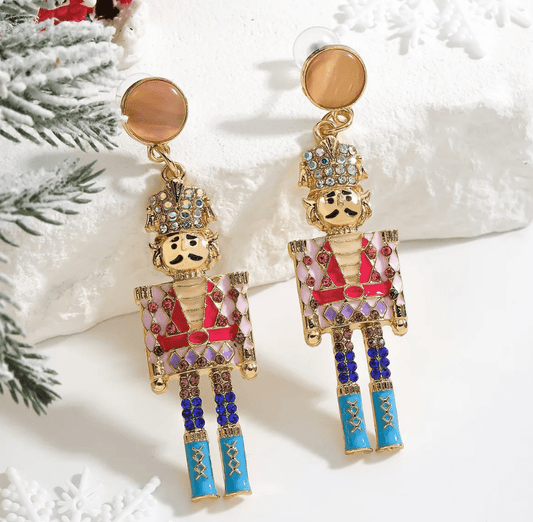Enamel Nutcracker Soldier Drop Earrings - Earrings - 18k Gold Plated Waterproof Jewellery - Collection 9