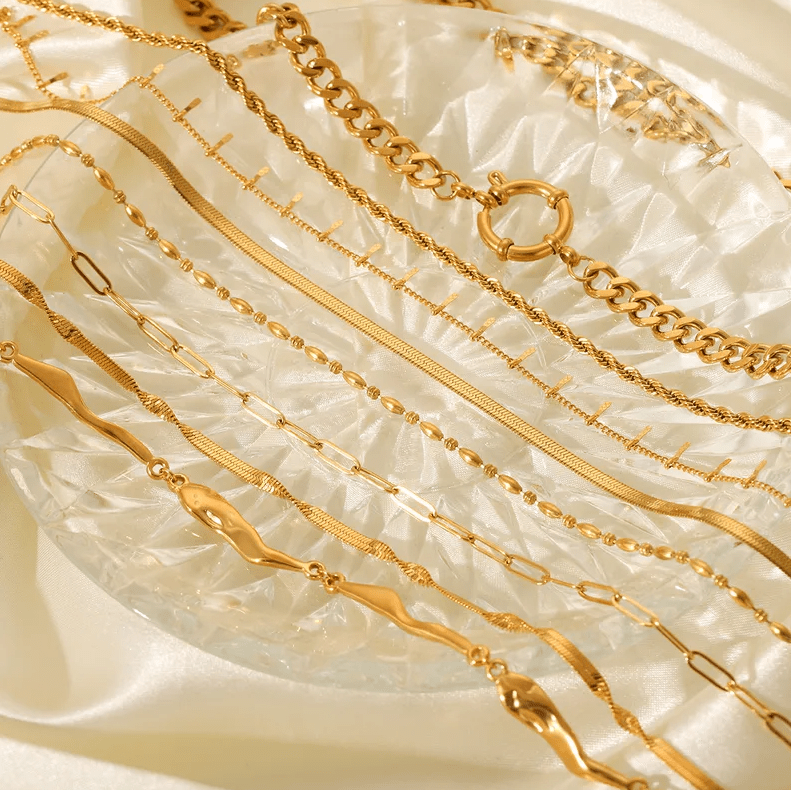 Gold Beaded Chain - Necklace - 18k Gold Plated Waterproof Jewellery - Collection 9