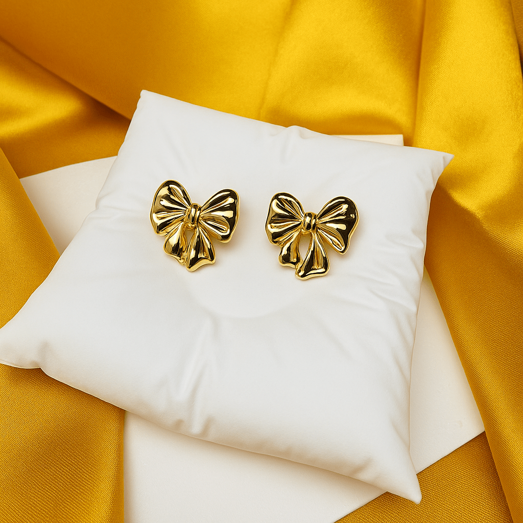 Gold Bow Earrings - Earrings - 18k Gold Plated Waterproof Jewellery - Collection 9