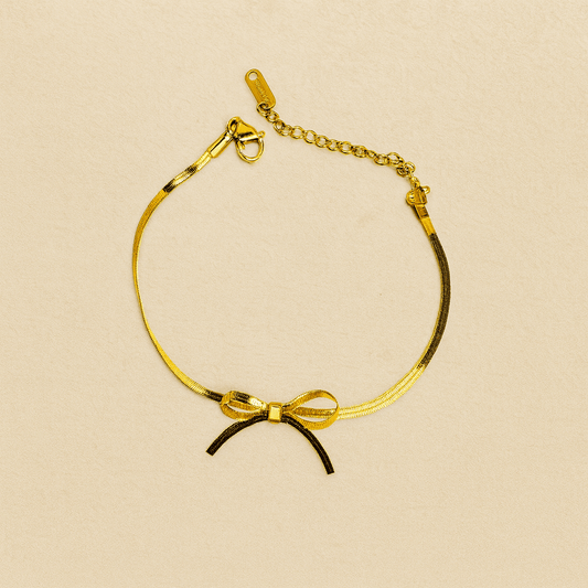 Gold Bow Snake Chain Bracelet - Jewelry - 18k Gold Plated Waterproof Jewellery - Collection 9