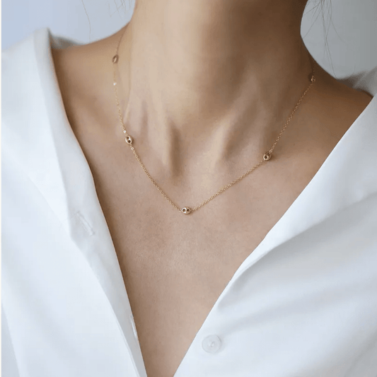 Gold Chain with Bead Accents - Necklace - 18k Gold Plated Waterproof Jewellery - Collection 9