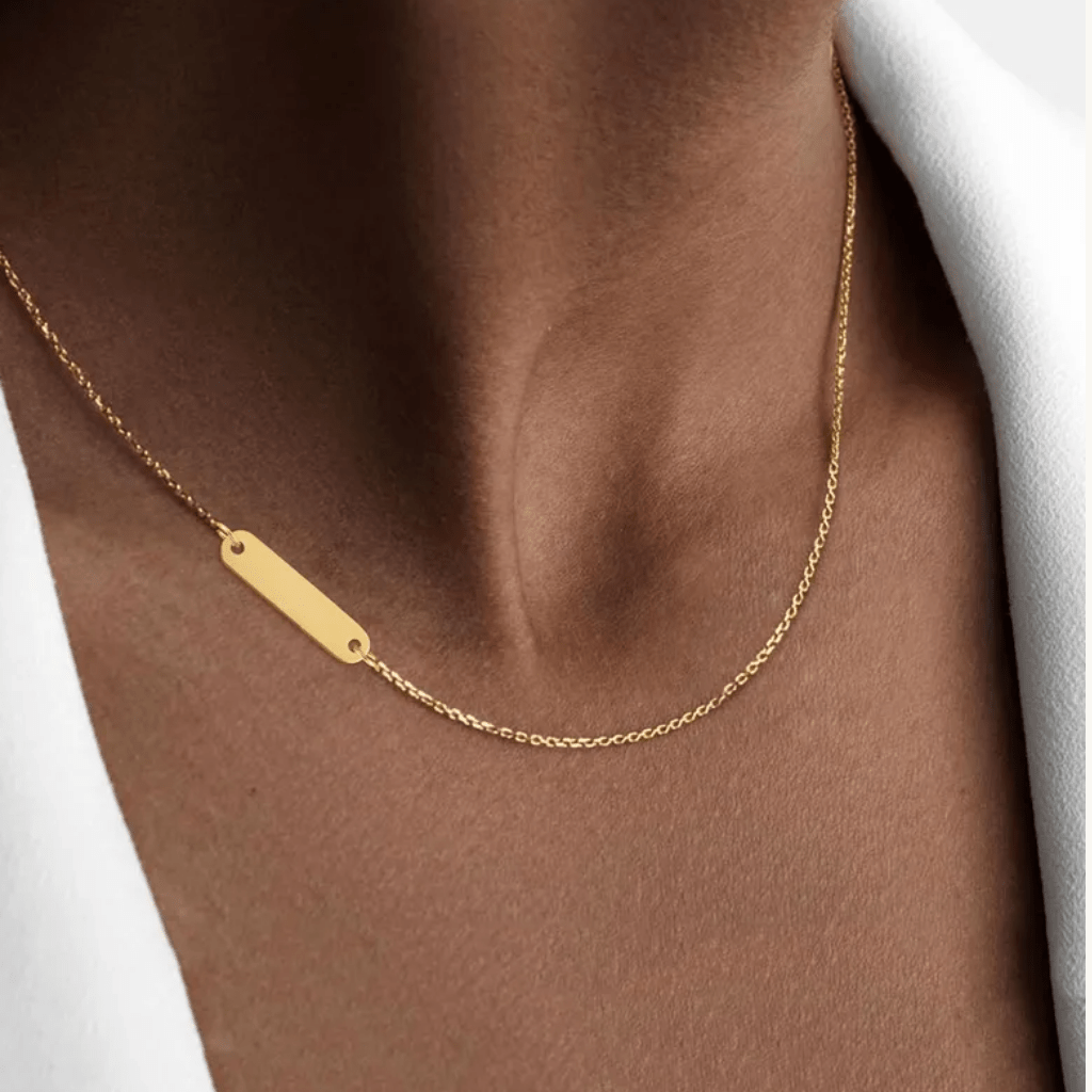 Gold Chain With Side Bar - Necklace - 18k Gold Plated Waterproof Jewellery - Collection 9