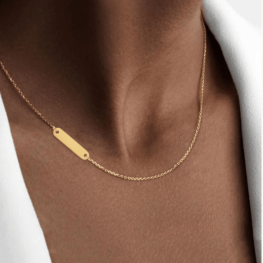 Gold Chain With Side Bar - Necklace - 18k Gold Plated Waterproof Jewellery - Collection 9