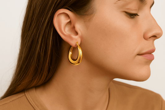 Gold Chunky Hoop Earrings - Jewelry - 18k Gold Plated Waterproof Jewellery - Collection 9