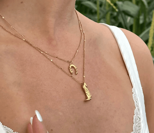 Gold Cowboy Boot Necklace - Necklaces - 18k Gold Plated Waterproof Jewellery - Collection 9