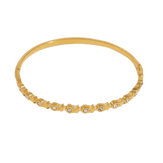 Gold Crystal Star Flower Bangle - Bracelets - 18k Gold Plated Waterproof Jewellery - Collection 9