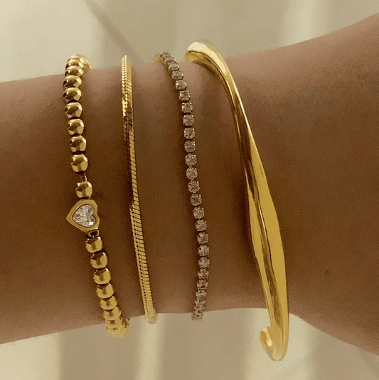 Gold Crystal Tennis Bracelet - Bracelet - 18k Gold Plated Waterproof Jewellery - Collection 9