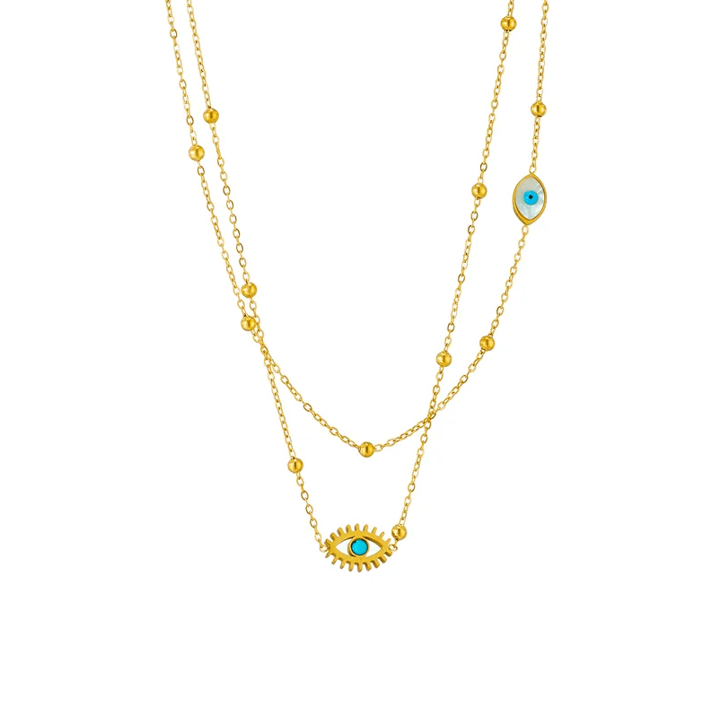 Gold Evil Eye Layered Necklace - Necklace - 18k Gold Plated Waterproof Jewellery - Collection 9