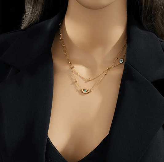 Gold Evil Eye Layered Necklace - Necklace - 18k Gold Plated Waterproof Jewellery - Collection 9