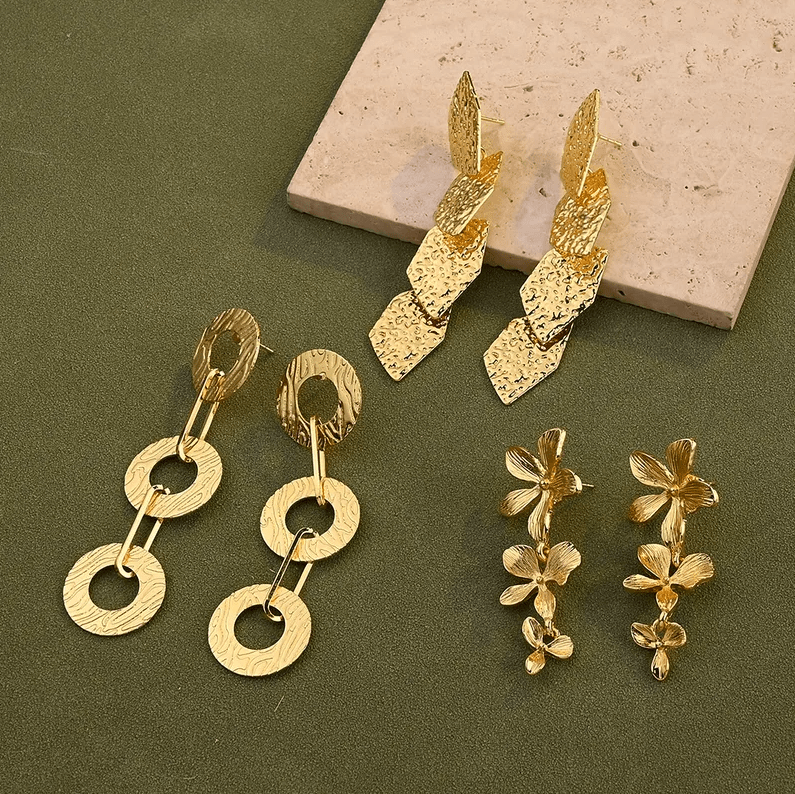 Gold Flower Earrings - Earrings - 18k Gold Plated Waterproof Jewellery - Collection 9