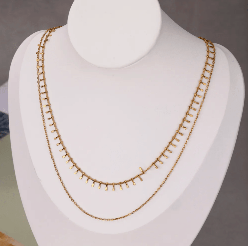 Gold Fringe Layered Necklace - Necklace - 18k Gold Plated Waterproof Jewellery - Collection 9