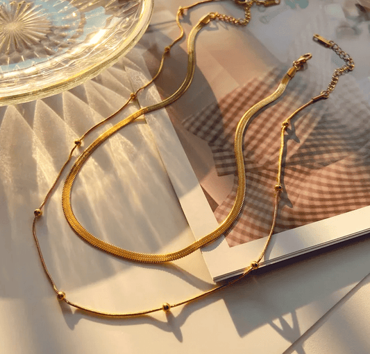 Gold Layered Snake Chain Necklace Set - Necklace - 18k Gold Plated Waterproof Jewellery - Collection 9