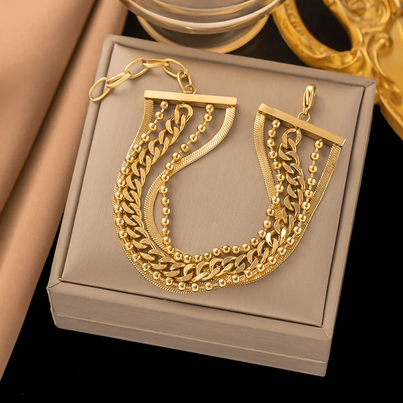 Gold Multi-Chain Layered Bracelet - Jewelry - 18k Gold Plated Waterproof Jewellery - Collection 9