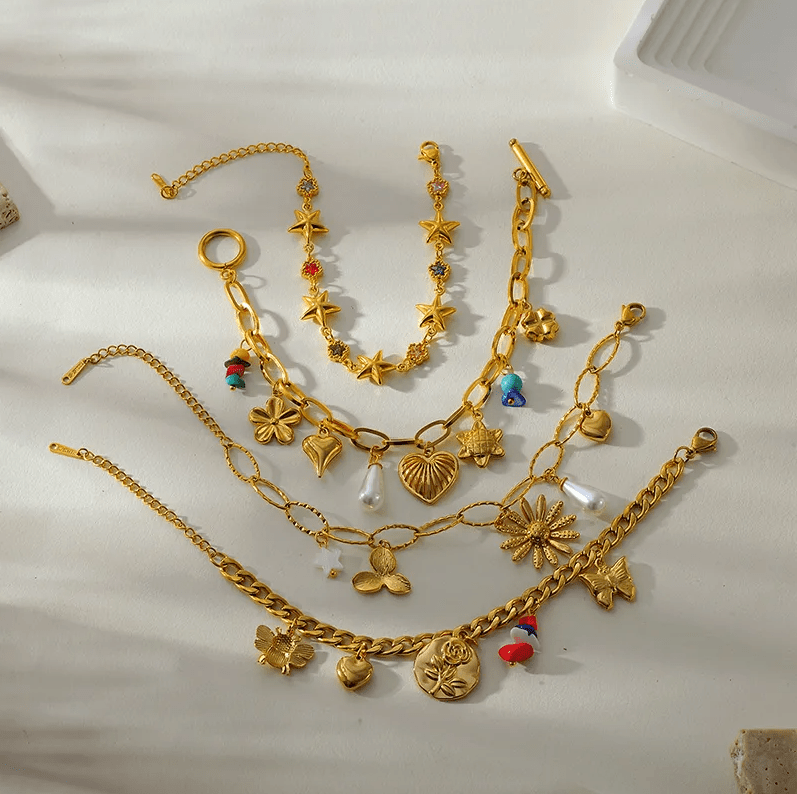 Gold Ocean Charm Toggle Bracelet - Jewelry - 18k Gold Plated Waterproof Jewellery - Collection 9