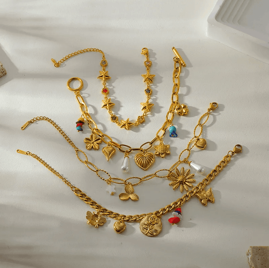 Gold Ocean Charm Toggle Bracelet - Jewelry - 18k Gold Plated Waterproof Jewellery - Collection 9