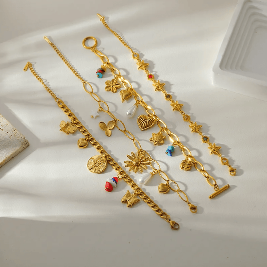 Gold Ocean Pearl Charm Toggle Bracelet - Jewelry - 18k Gold Plated Waterproof Jewellery - Collection 9