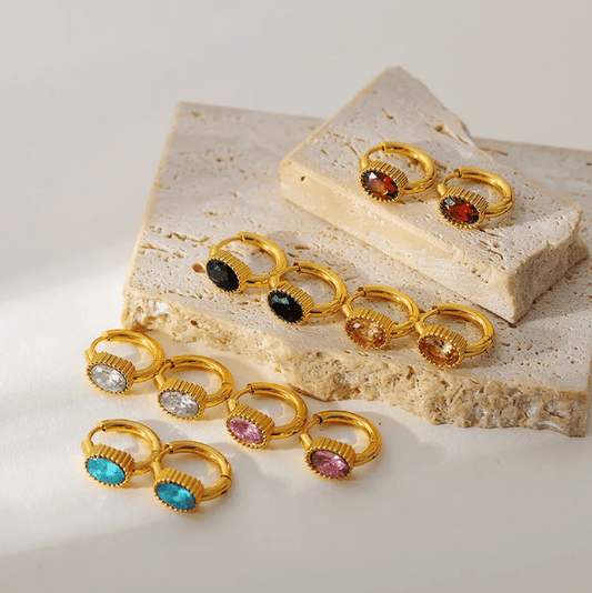 Gold Oval Huggie Earrings - Earrings - 18k Gold Plated Waterproof Jewellery - Collection 9