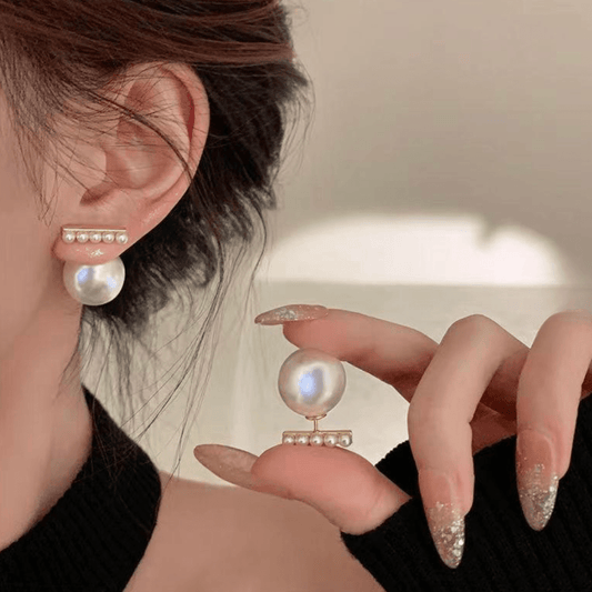 Gold Pearl Bar Earrings - Earrings - 18k Gold Plated Waterproof Jewellery - Collection 9