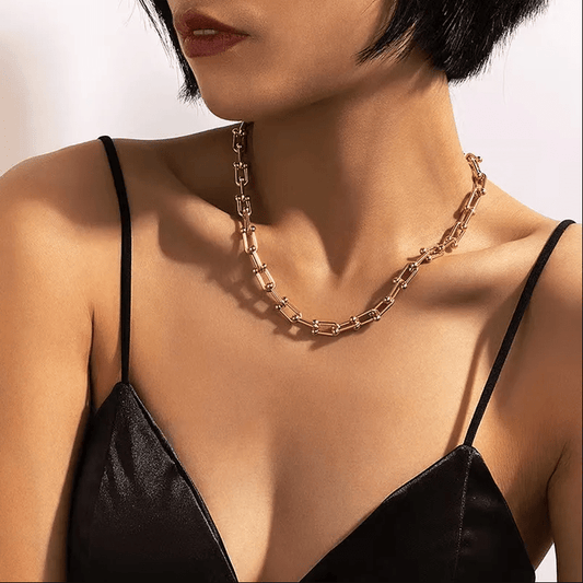 Gold Safety Pin Chain - Jewelry - 18k Gold Plated Waterproof Jewellery - Collection 9