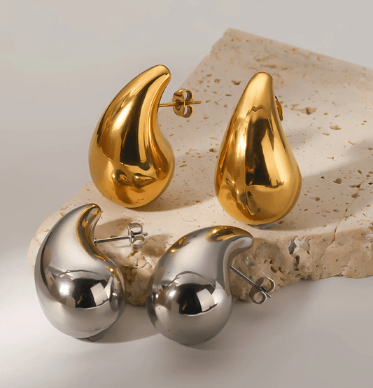 Gold Teardrop Stud Earrings - - 18k Gold Plated Waterproof Jewellery - Collection 9