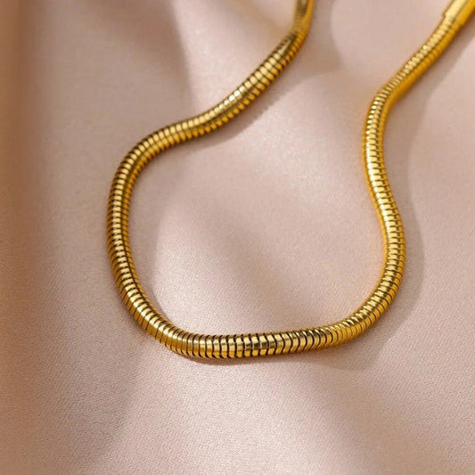 Gold Thick Flat Snake Chain Anklet - Anklets - 18k Gold Plated Waterproof Jewellery - Collection 9