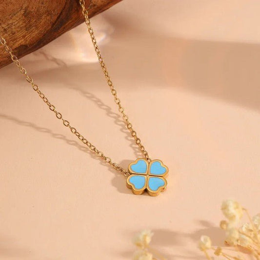Gold White Shell Four Leaf Clover Pendant Cable Chain Necklace - Necklaces - 18k Gold Plated Waterproof Jewellery - Collection 9