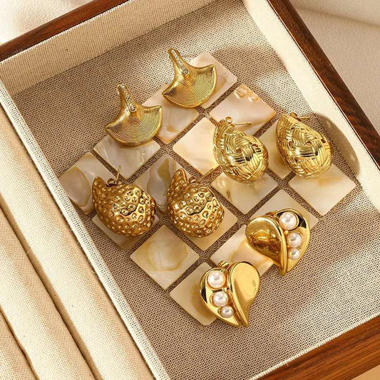 Gold Woven Knot Stud Earrings - - 18k Gold Plated Waterproof Jewellery - Collection 9