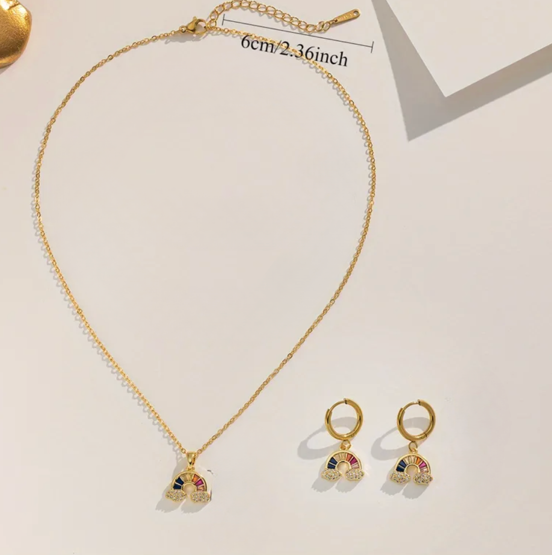 Gold Rainbow Cloud Jewellery Set - Jewellery Set - 18k Gold Plated Waterproof Jewellery - Collection 9