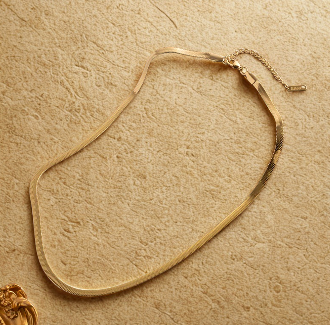 Gold Flat Snake Chain - Necklace - 18k Gold Plated Waterproof Jewellery - Collection 9