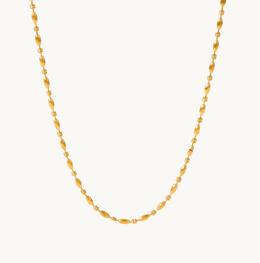 Gold Beaded Chain - Necklace - 18k Gold Plated Waterproof Jewellery - Collection 9
