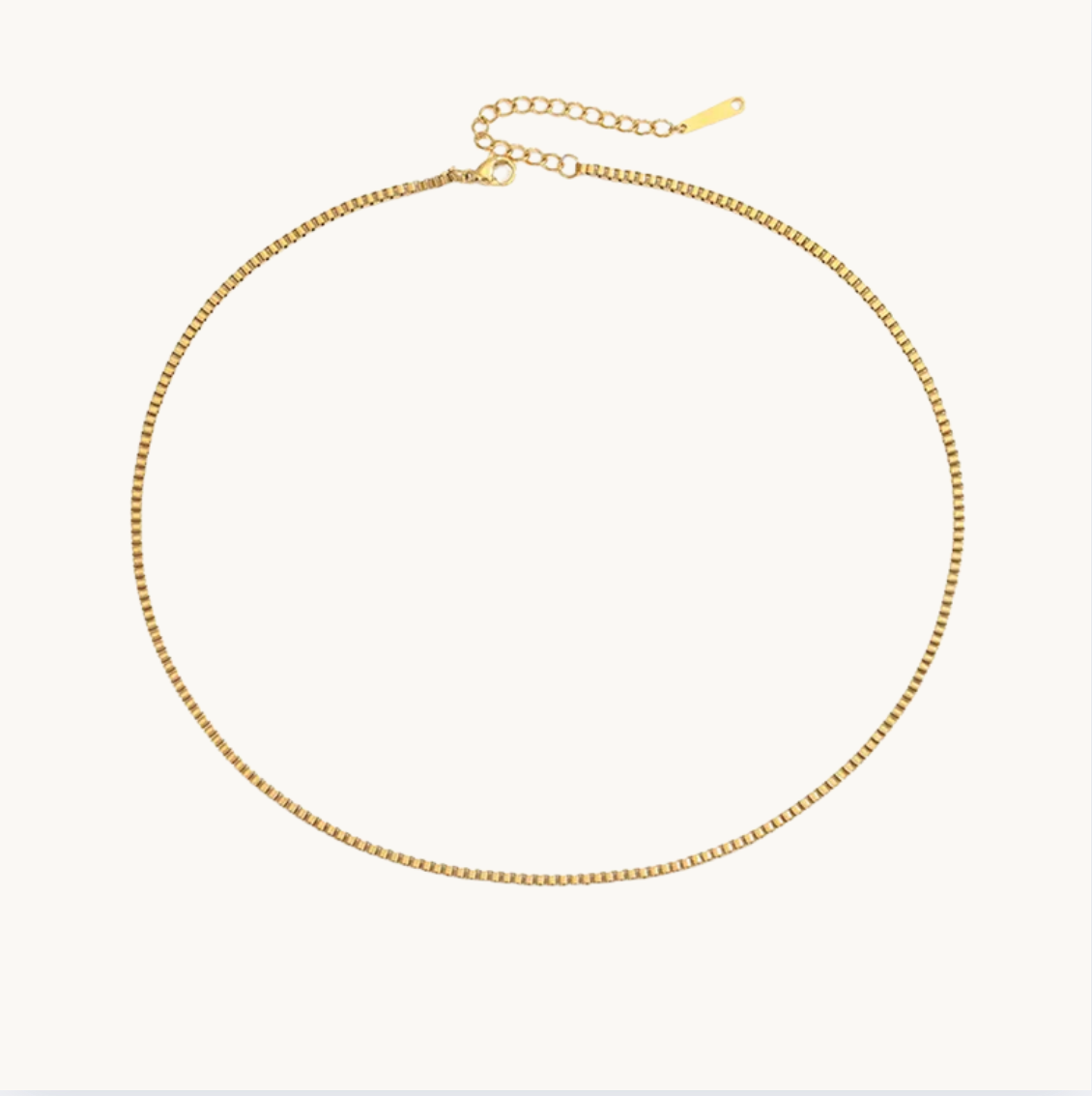 Gold Box Chain - Necklace - 18k Gold Plated Waterproof Jewellery - Collection 9