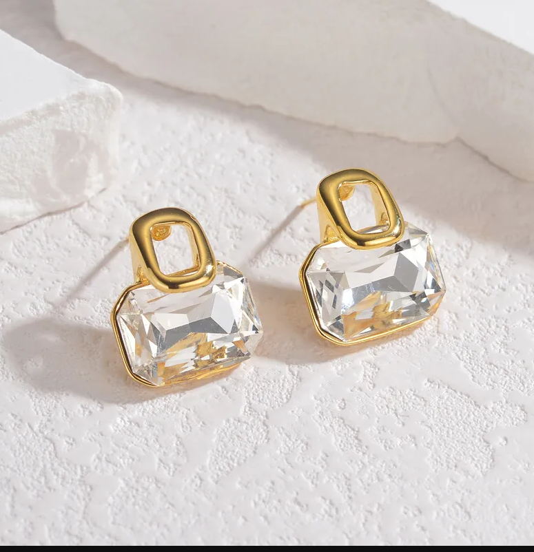 Gold Clear Crystal Jewellery Set - Jewellery Set - 18k Gold Plated Waterproof Jewellery - Collection 9