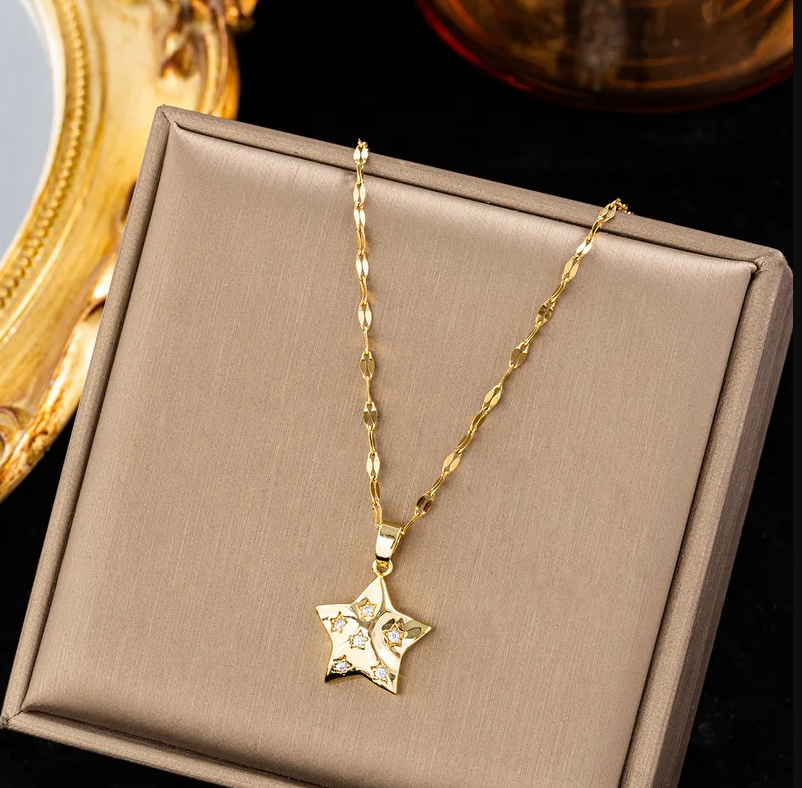 Gold Star Crystal Jewellery Set - Jewellery Set - 18k Gold Plated Waterproof Jewellery - Collection 9