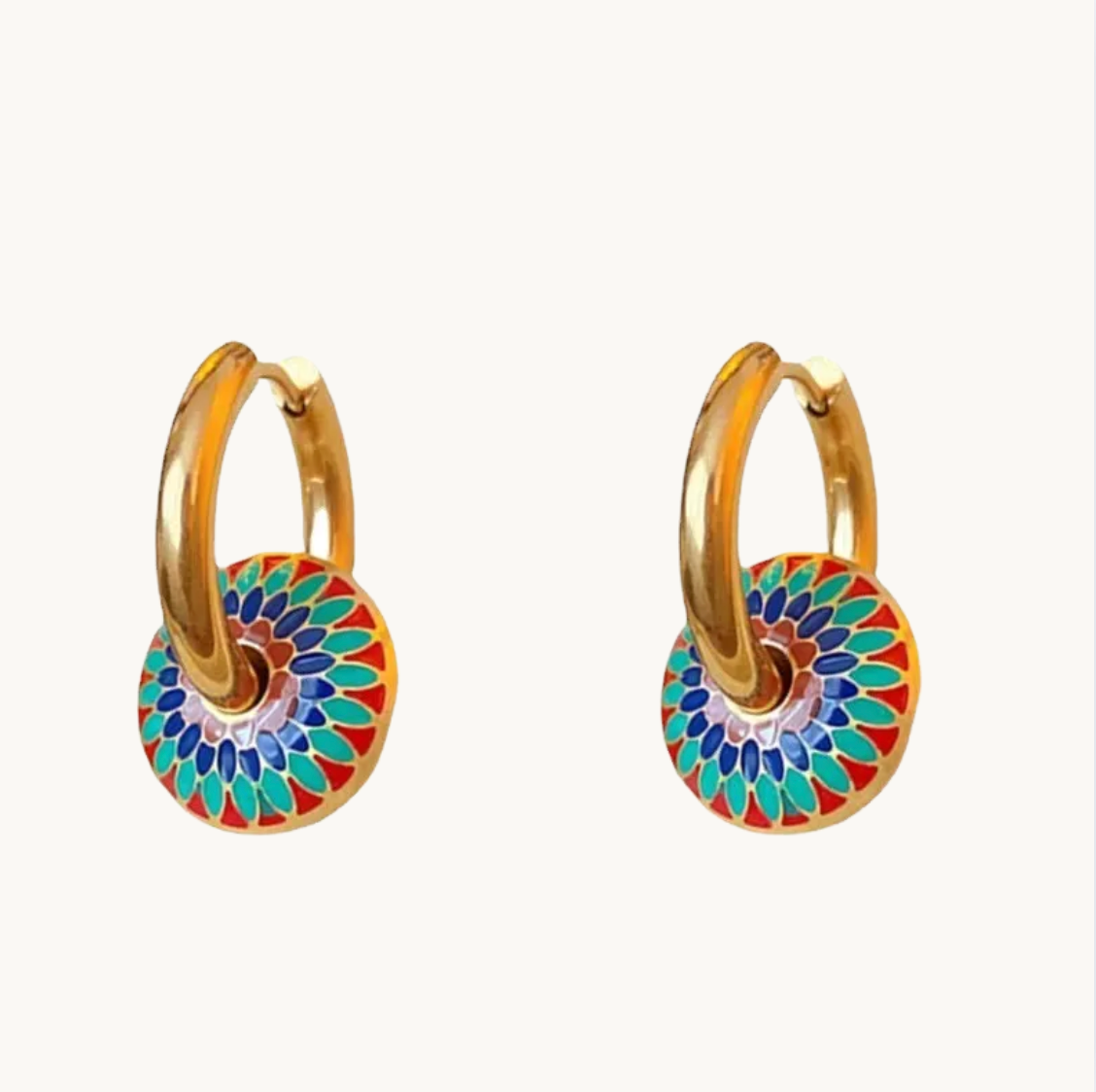 Gold Enamel Mandala Jewellery Set - Jewellery Set - 18k Gold Plated Waterproof Jewellery - Collection 9