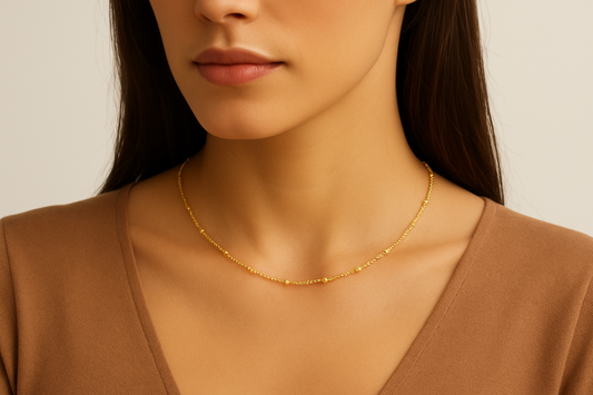 Gold Beaded Chain - Necklace - 18k Gold Plated Waterproof Jewellery - Collection 9