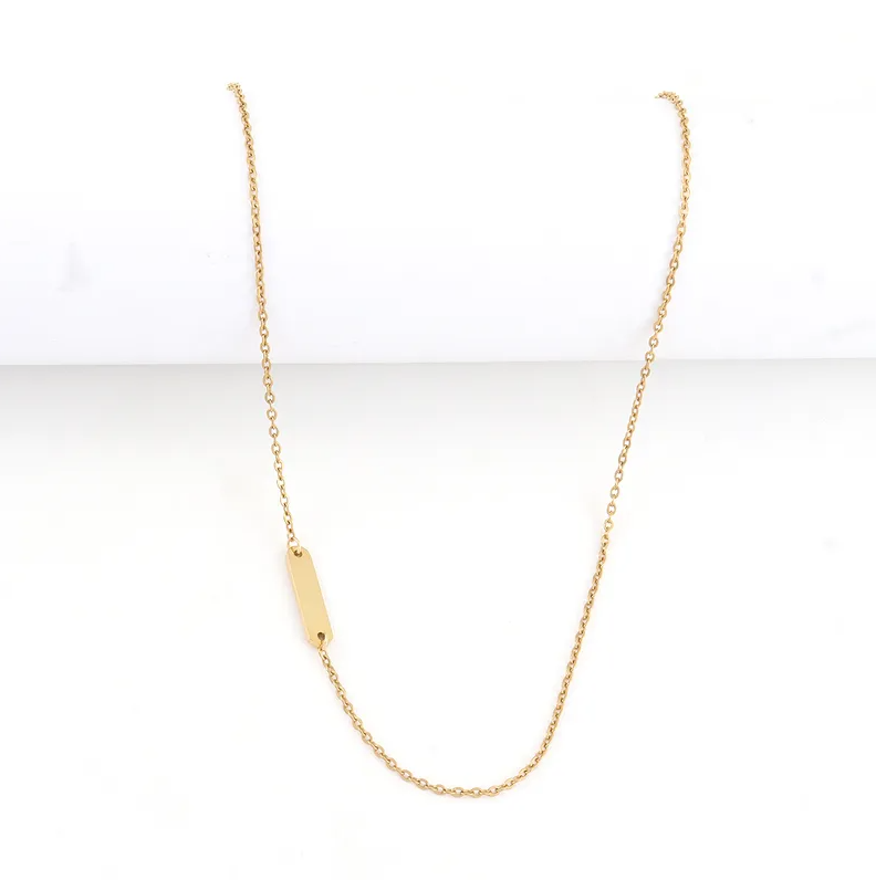Gold Chain With Side Bar - Necklace - 18k Gold Plated Waterproof Jewellery - Collection 9