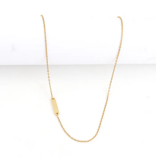 Gold Chain With Side Bar - Necklace - 18k Gold Plated Waterproof Jewellery - Collection 9