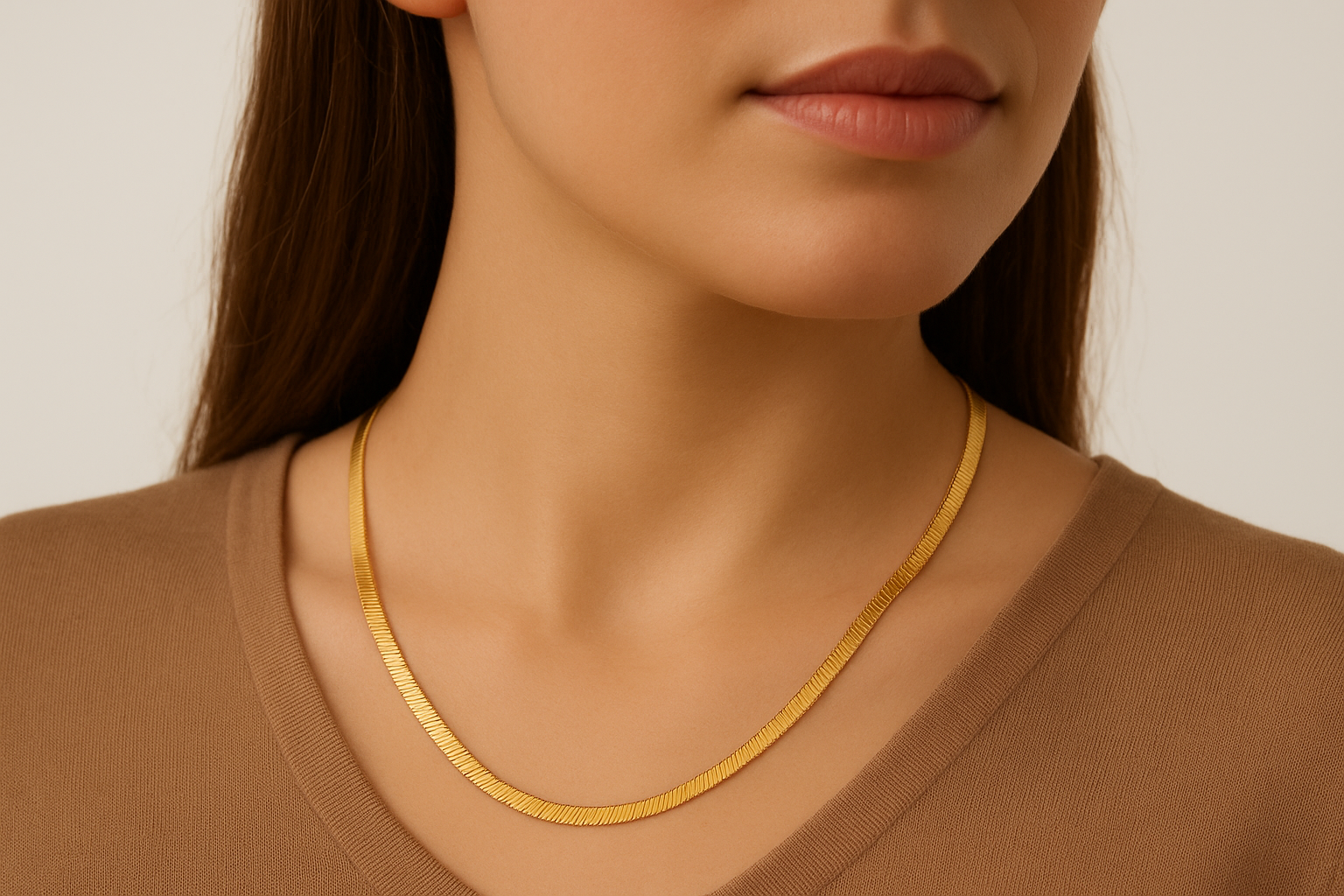 Gold Flat Snake Chain - Necklace - 18k Gold Plated Waterproof Jewellery - Collection 9